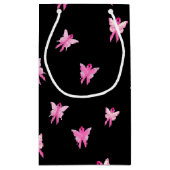 生存者のためのピンクのリボン蝶 スモールペーパーバッグ (裏面)