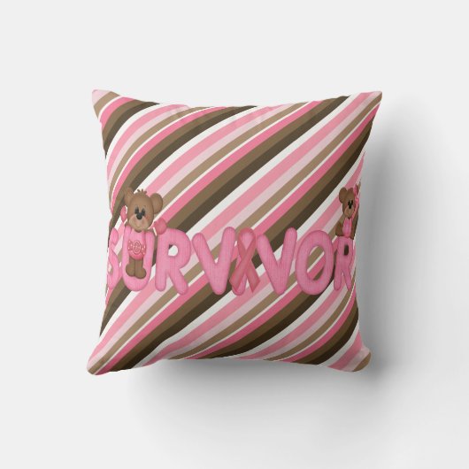 生存者のテディー・ベアの乳癌の枕 クッション (裏面)