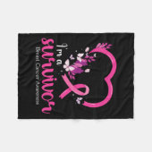 生存者の乳がん認識度 フリースブランケット (正面(横))