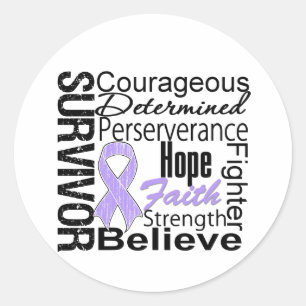 生存者のCancer強力なスローガンのコラージュ大将 ラウンドシール