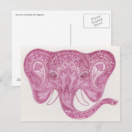 生存者ハブ， #5：象 ポストカード (正面/裏面)