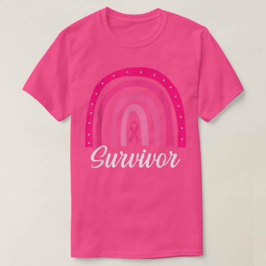 生存者ピンクリボン乳癌認識度レインブ Tシャツ (デザイン正面)