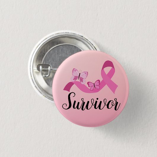 生存者ピンク乳がん 缶バッジ (正面&裏面)