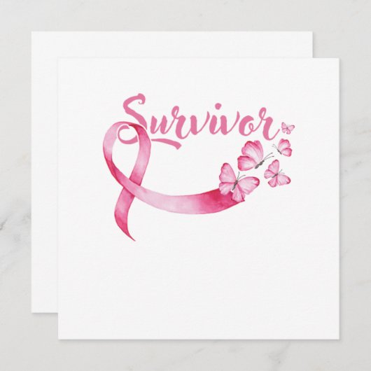 生存者乳がん乳がん認識度Gif 招待状 (正面/裏面)