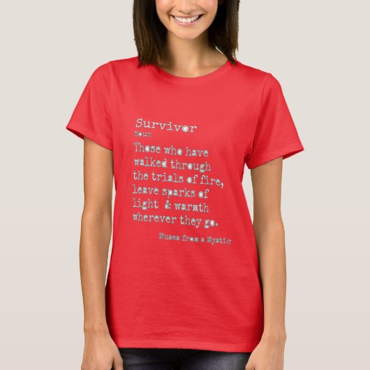 生存者:基本的な暗いクルーネック Tシャツ (正面)