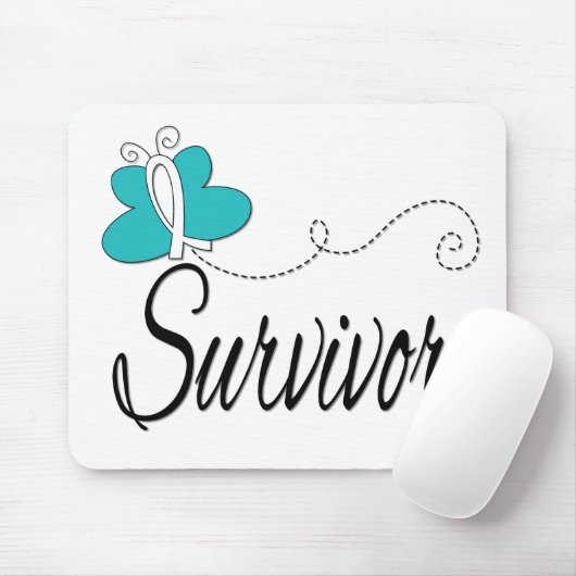 生存蝶リボン子宮頸がん マウスパッド (マウス)