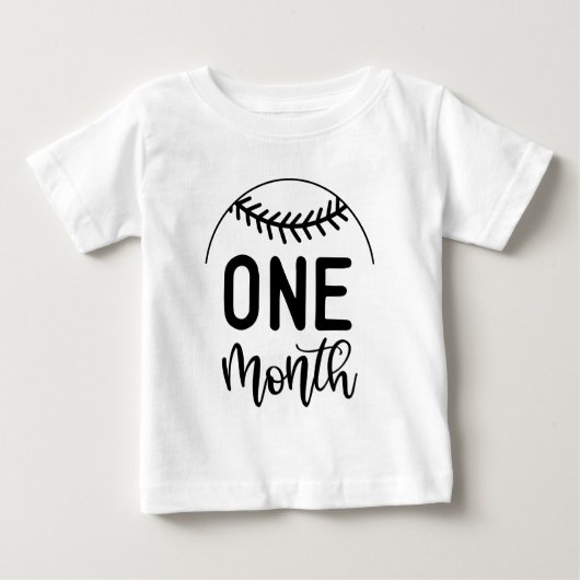 生後1ヶ月 野球好きな赤ちゃんの成長記録用 ベビーTシャツ (正面)