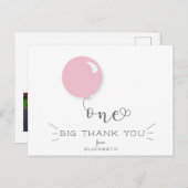 生後1年おめでとう！ピンクの風船 ありがとう ポストカード (正面/裏面)