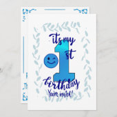 生後1年のお誕生日パーティー招待状 招待状 (正面/裏面)