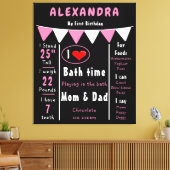 生後1年の赤ちゃんの女の子の成長記録と思い出 キャンバスプリント (インサイチュ (リビング))