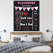 生後1年の赤ちゃんの女の子の成長記録と思い出 キャンバスプリント (インサイチュ (寝室))