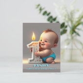 「生後1年の赤ちゃん男の子」 ポストカード (スタンド正面)