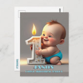 「生後1年の赤ちゃん男の子」 ポストカード (正面/裏面)