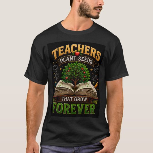 🌱 生徒の成長を支える先生へのギフト 🍎 Tシャツ (正面)