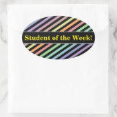 生徒の賞賛；ブラック&パステルカラーラインパターン 楕円形シール (バッグ)