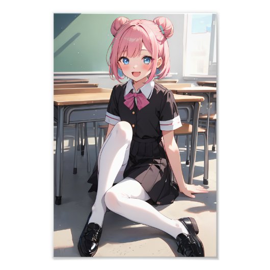 生徒は黒い服を着ている フォトプリント (正面)