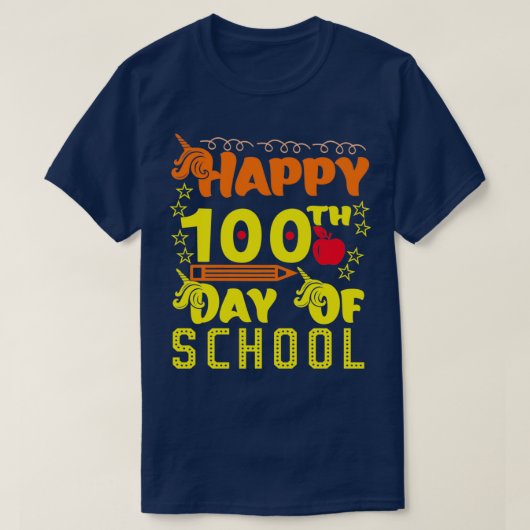 生徒への100日の学校贈り物の幸せ Tシャツ (デザイン正面)