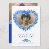 生忘れ活ブルーの葬儀お祝い 招待状 (正面/裏面)