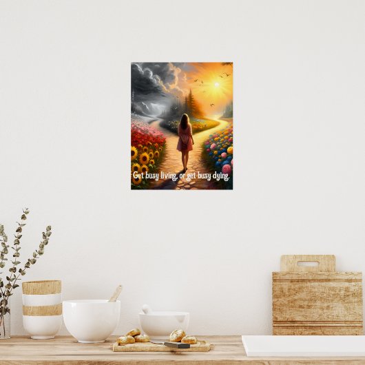 生忙しきる、死ぬ忙し引用文 ポスター (キッチン)