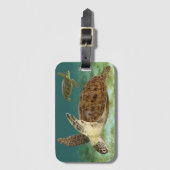 生息地の荷物のラベルのアオウミガメ ラゲッジタグ (正面縦)