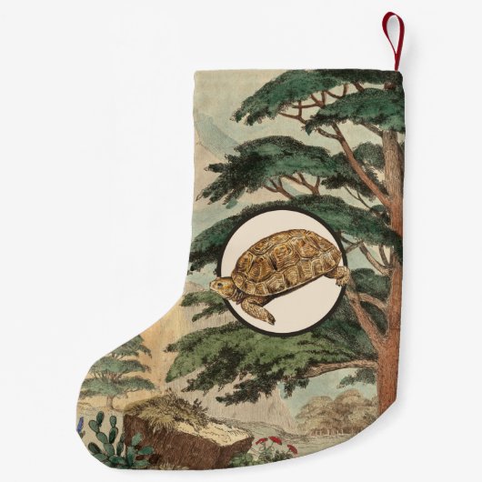 生息環境のイラストレーションの砂漠カメ スモールクリスマスストッキング (裏面)