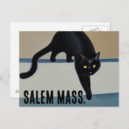 生意気お洒落な黒猫サレムマサチューセッツ ポストカード (正面/裏面)
