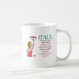 生意気なおもしろいスパイシーなイタリアン女性と食べ物の漫画 コーヒーマグカップ