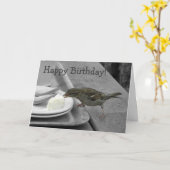 生意気なすずめカード カード (黄色い花)