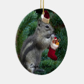 生意気なクリスマスのシマリス セラミックオーナメント (右)