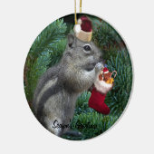 生意気なクリスマスのシマリス セラミックオーナメント (左)