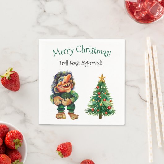 生意気なクリスマストロルと木の喜び スタンダードカクテルナプキン (インサイチュ)