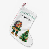 生意気なクリスマストロルと木の喜び スモールクリスマスストッキング (正面 (吊り時))