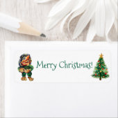 生意気なクリスマストロルと木の喜び ラベル (インサイチュ)