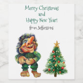 生意気なクリスマストロルと木の喜び ワインラベル (シングルラベル)