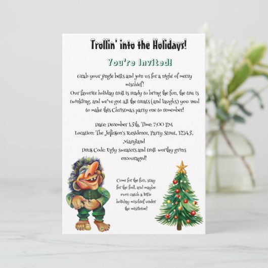 生意気なクリスマストロルと木の喜び 招待状 (スタンド正面)