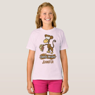 生意気なサルのデザインは猿を楽しむケーキを持っている Tシャツ