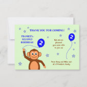 生意気なサルの二番目の誕生日パーティーサンキューカード 招待状 (正面)