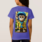 生意気なサル3rd誕生日ティー – 黄色と青のキャップ tシャツ (裏面)