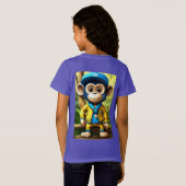 生意気なサル3rd誕生日ティー – 黄色と青のキャップ tシャツ (裏面フル)