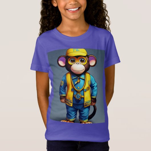 生意気なサル3rd誕生日ティー – 黄色と青のキャップ tシャツ (正面)