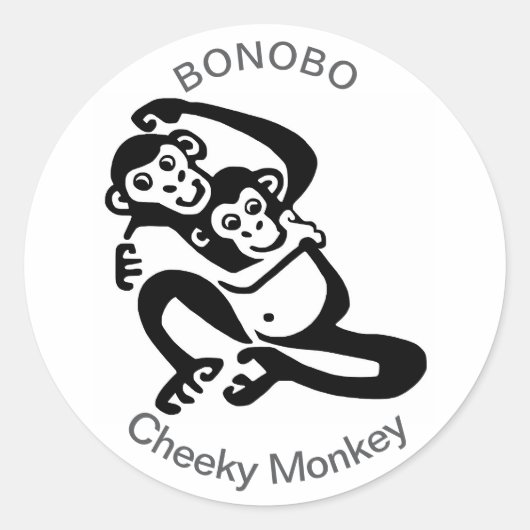 生意気なサル – BONOBO – 野生生物アフリカ ラウンドシール (正面)