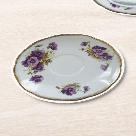 生意気なティーカップの受皿のコースター ラウンドペーパーコースター (アングル)