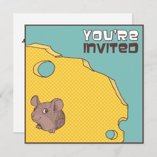 生意気なマウスの誕生日のパーティの招待状 招待状 (正面/裏面)