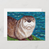 生意気なリバー絵を描オッター ポストカード (正面/裏面)