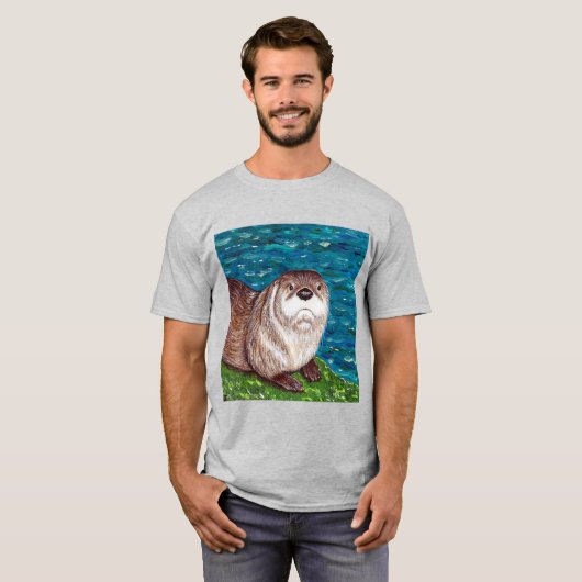 生意気なリバー絵を描オッター Tシャツ (正面フル)