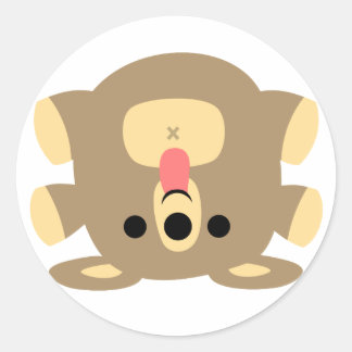 生意気な漫画クマのステッカー ラウンドシール