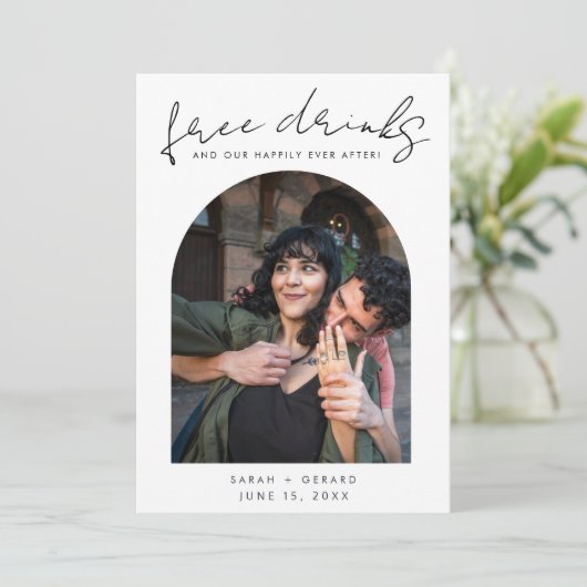 生意気な無料ドリンク写真の結婚式の日付を保存 セーブザデート (スタンド正面)