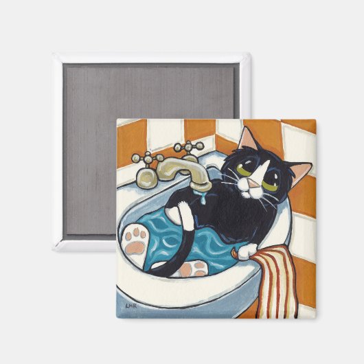 生意気な猫が流しイラストレーション マグネット (正面/裏面)