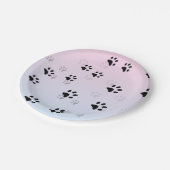 生意気な猫の足跡ピンクおよび青 ペーパープレート (アングル)