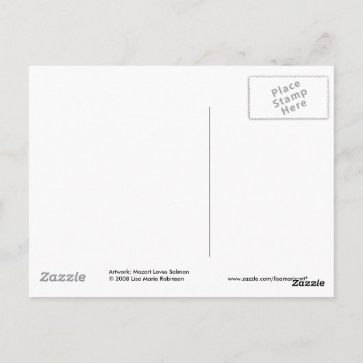 生意気な猫食べ物のサーモンのはがき ポストカード (裏面)